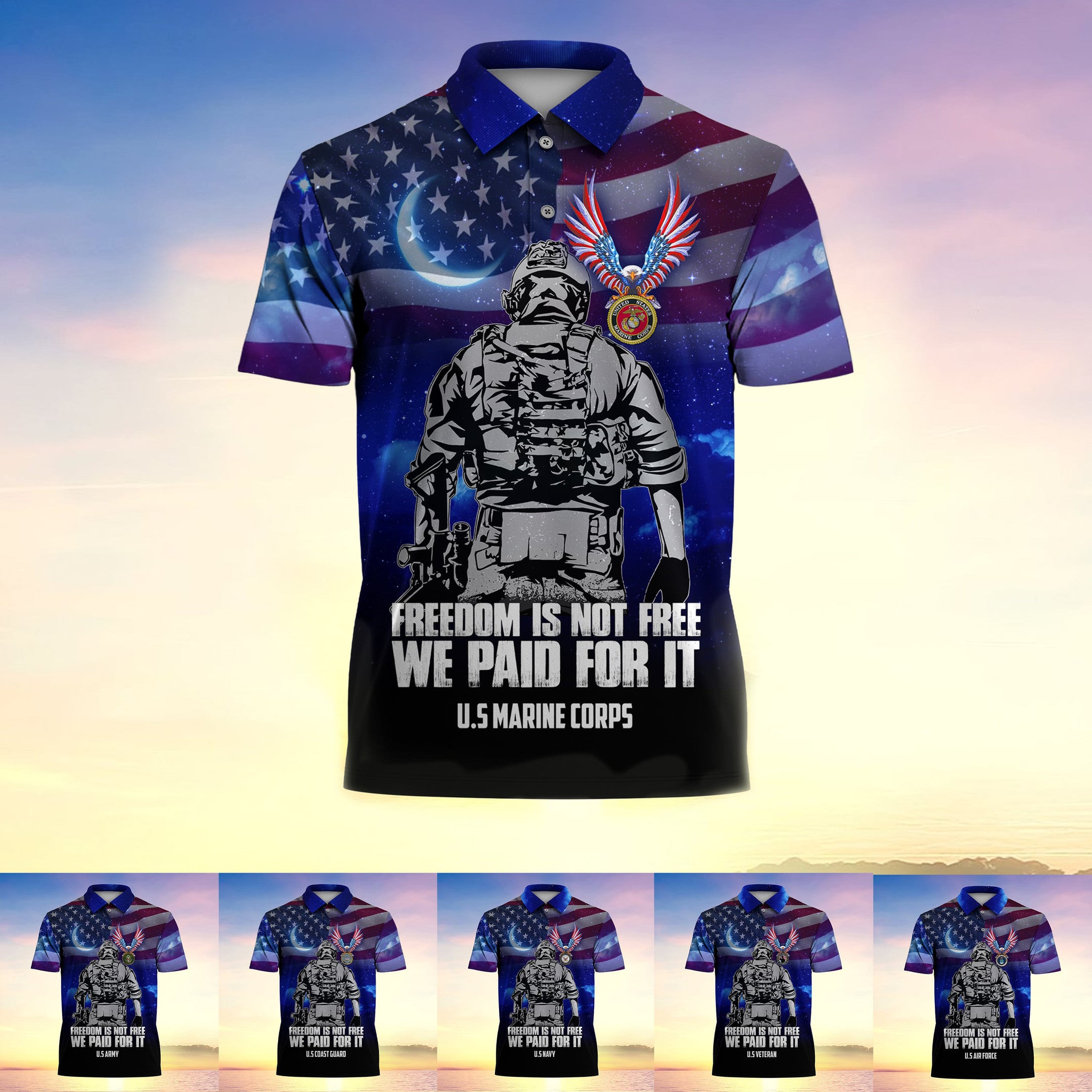 Freedom Is Not Free We Paid For It Premium Polo Shirt -2