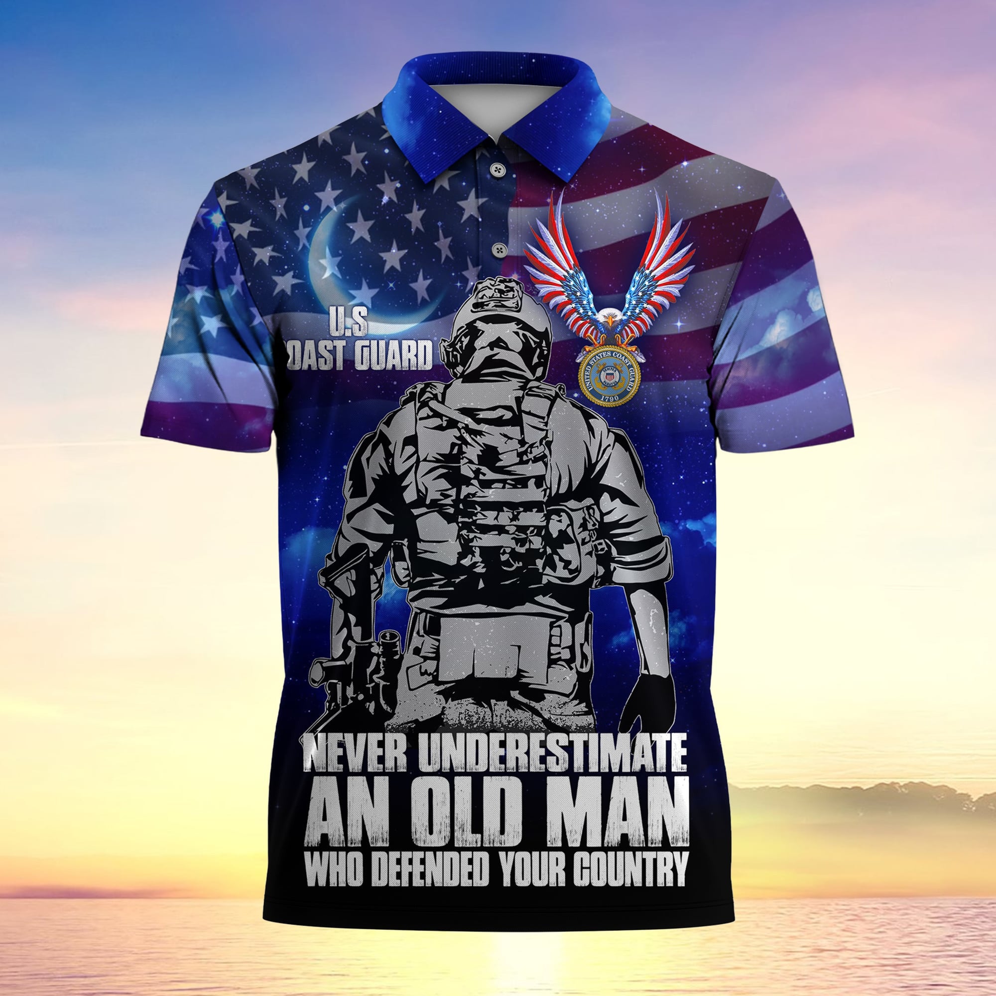 Never Underestimate An Old Man Who Defended Your Country Multiservice Polo -2