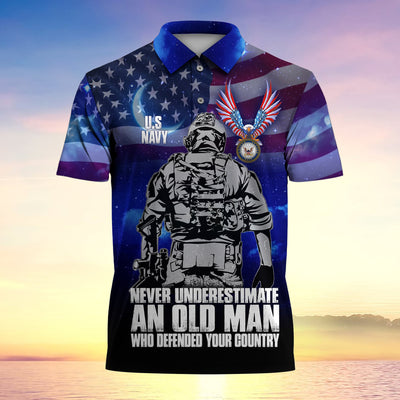 Never Underestimate An Old Man Who Defended Your Country Multiservice Polo -2
