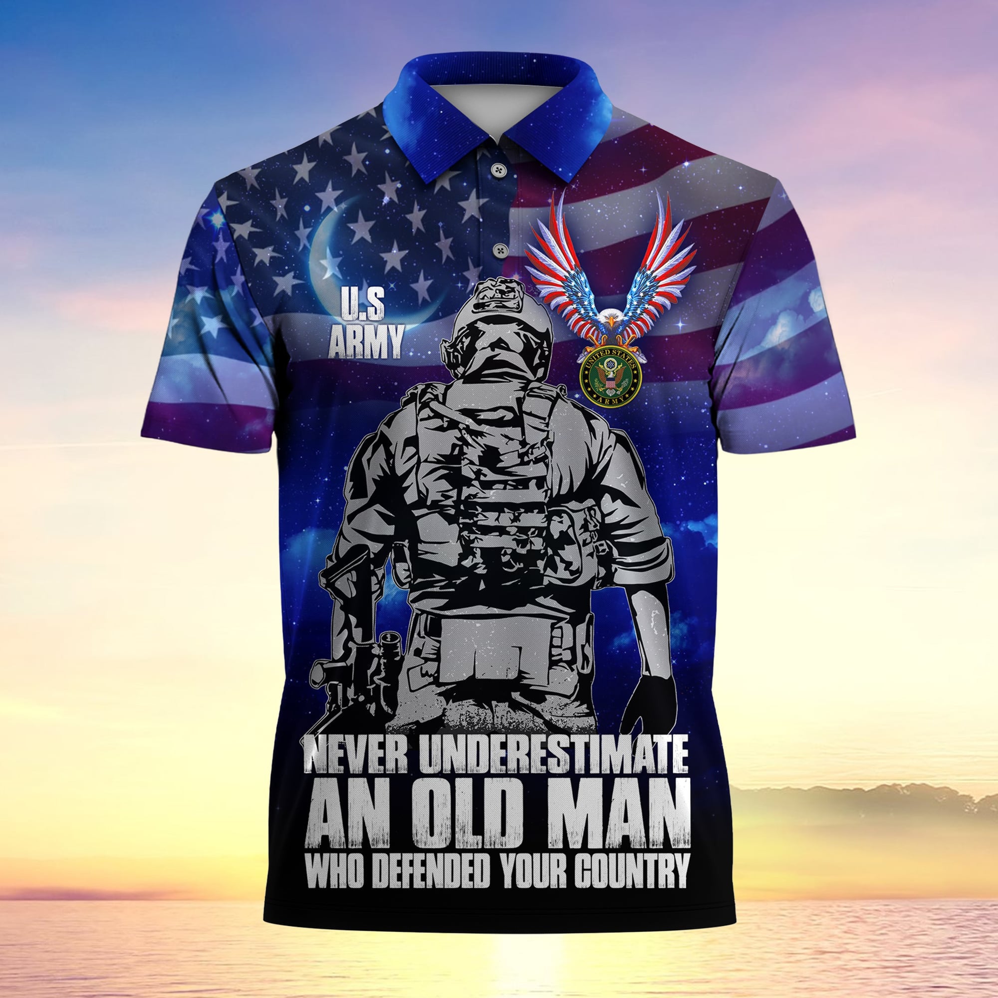 Never Underestimate An Old Man Who Defended Your Country Multiservice Polo -2