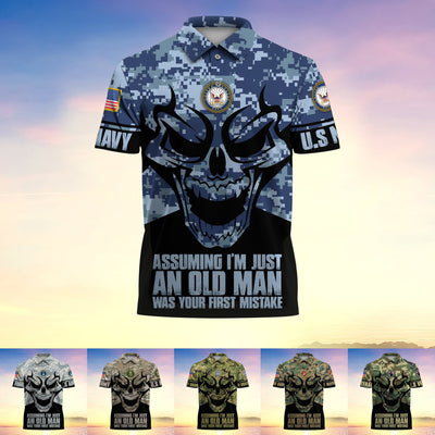 Assuming I'm Just An Old Man Was Your First Mistake US Veteran MultiService Polo Shirt