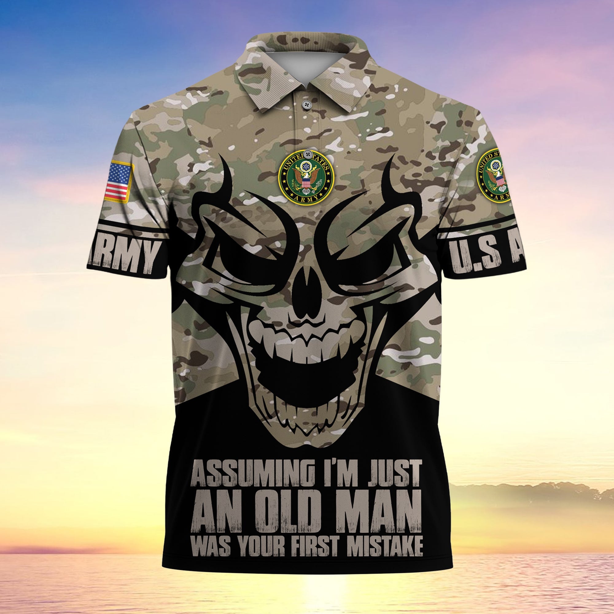 Assuming I'm Just An Old Man Was Your First Mistake US Veteran MultiService Polo Shirt
