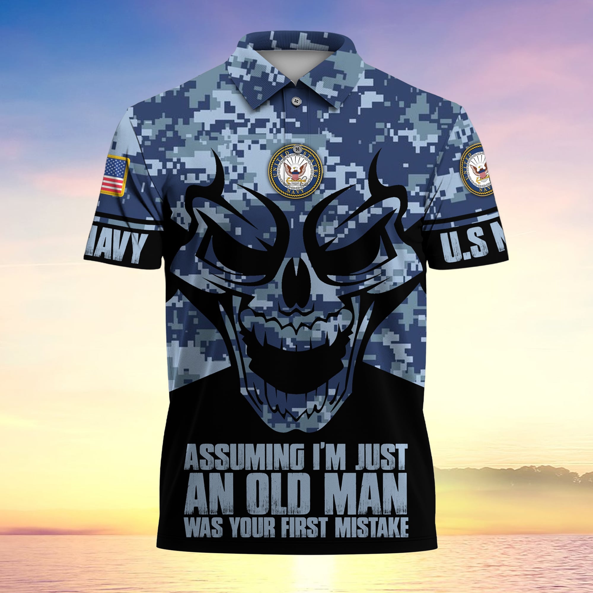 Assuming I'm Just An Old Man Was Your First Mistake US Veteran MultiService Polo Shirt