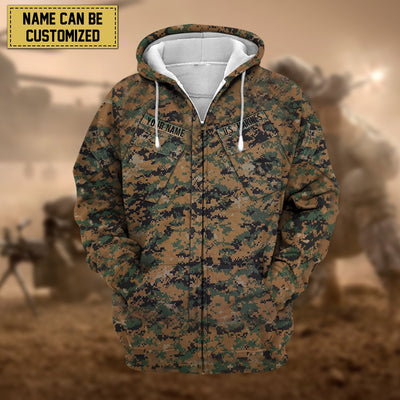 Premium Personalised US Veteran Zip Hoodie