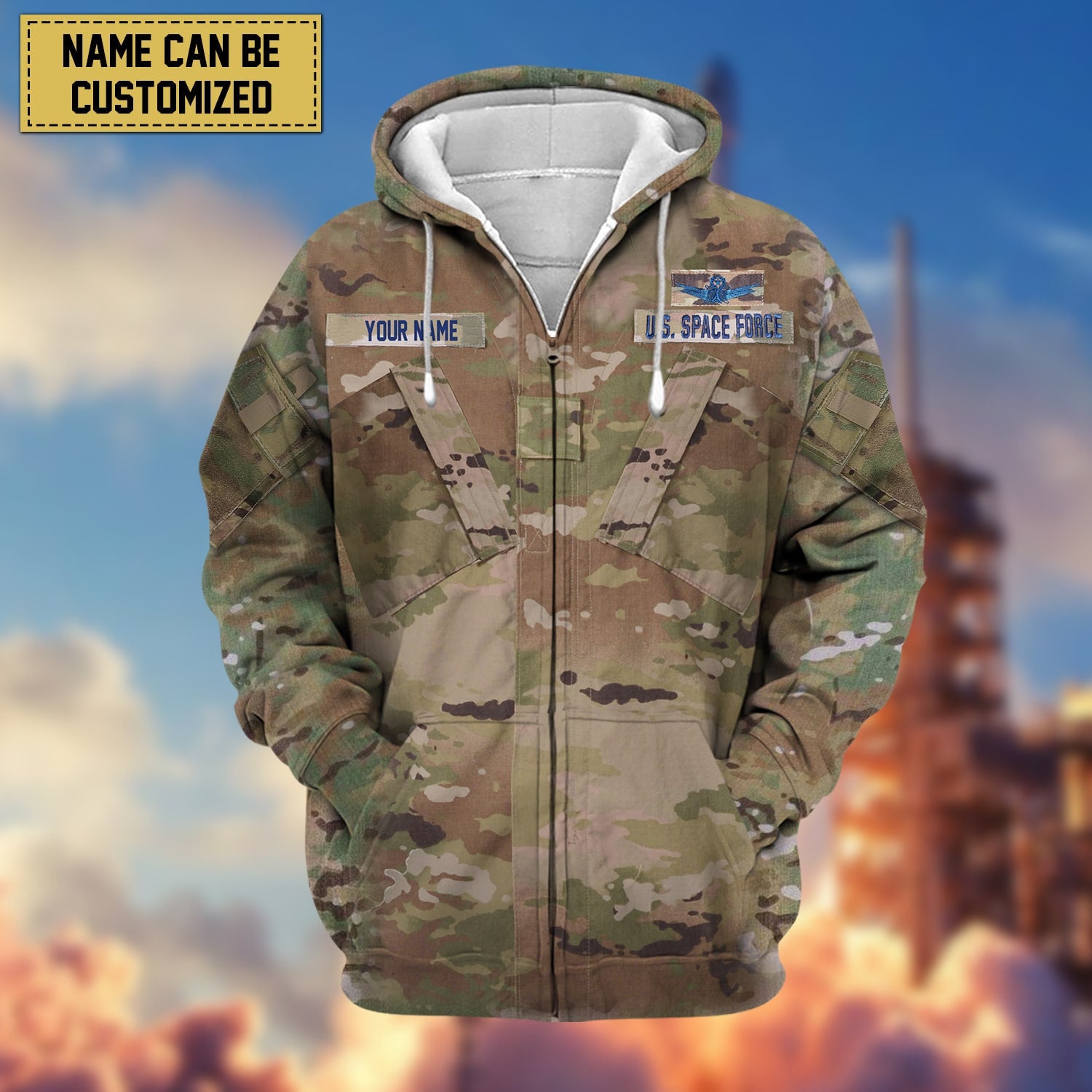 Premium Personalised US Veteran Zip Hoodie
