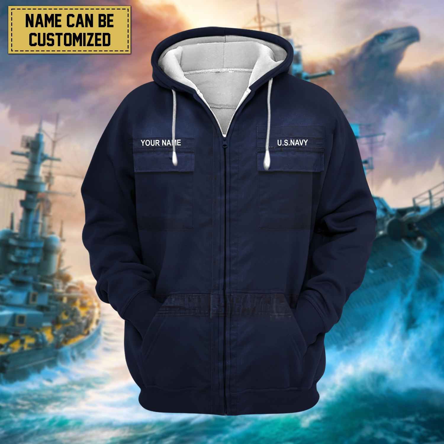 Premium Personalised US Veteran Zip Hoodie