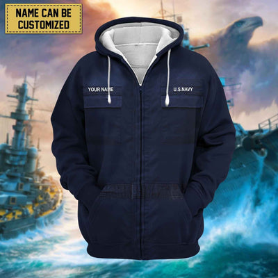 Premium Personalised US Veteran Zip Hoodie