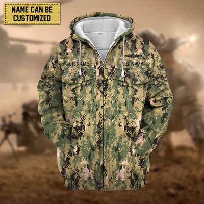 Premium Personalised US Veteran Zip Hoodie