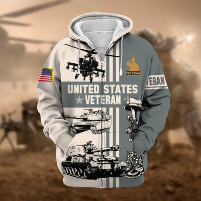 Premium US Veteran Zip Hoodie