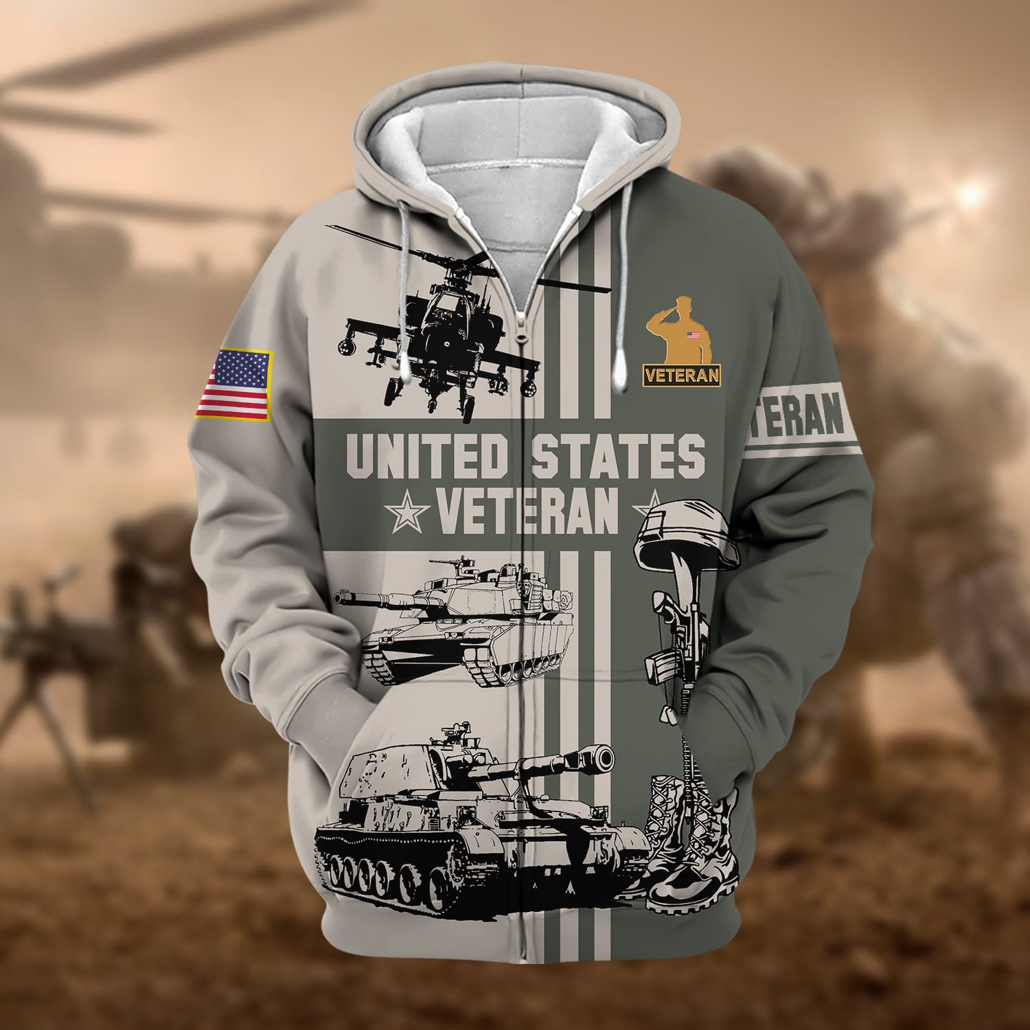 Premium US Veteran Zip Hoodie