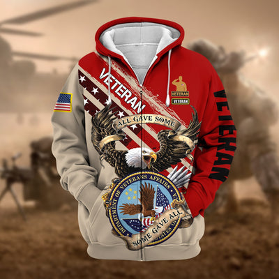 Premium Proudly Served Multiservice US Veteran Zip Hoodie