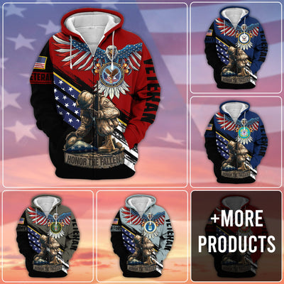 Premium Honor The Fallen US Veteran Zip Hoodie