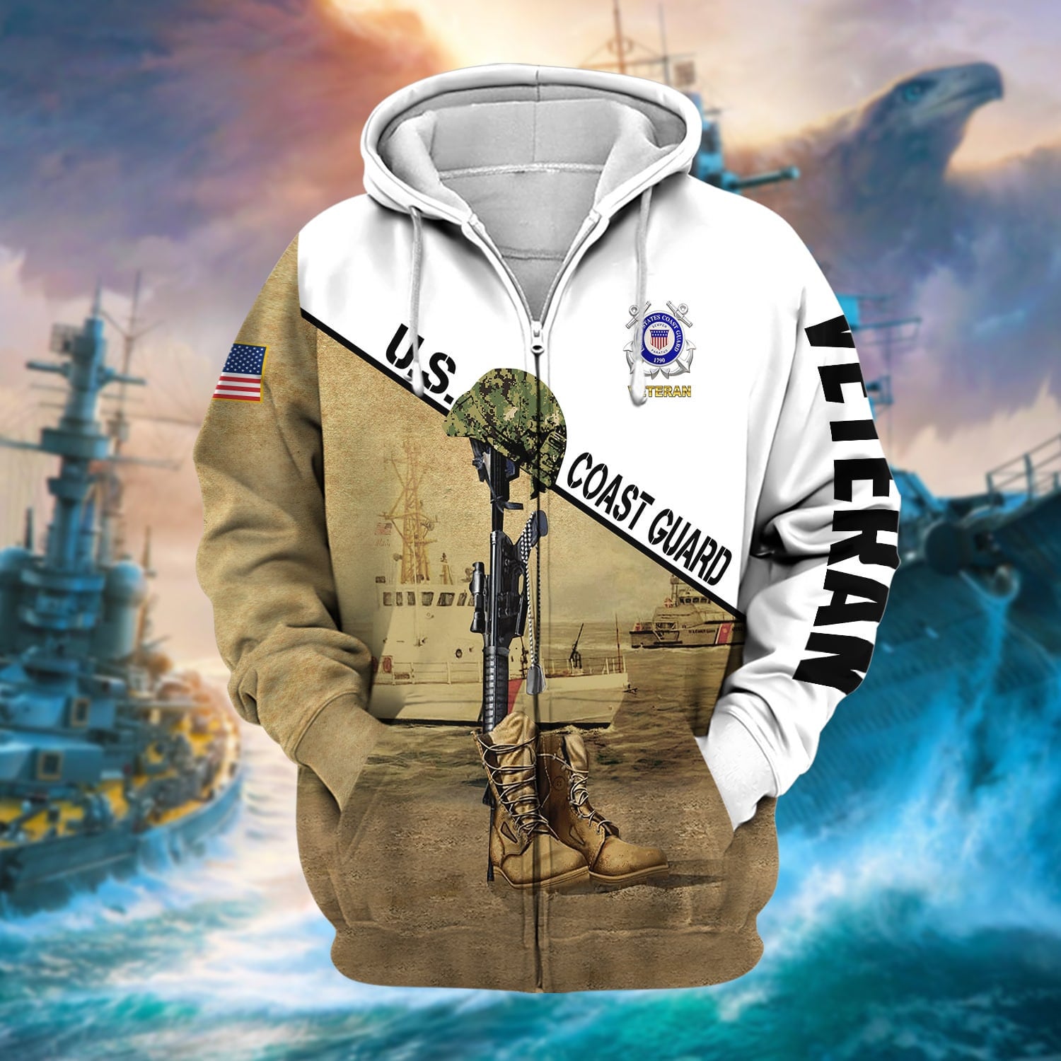Premium US Veteran Zip Hoodie