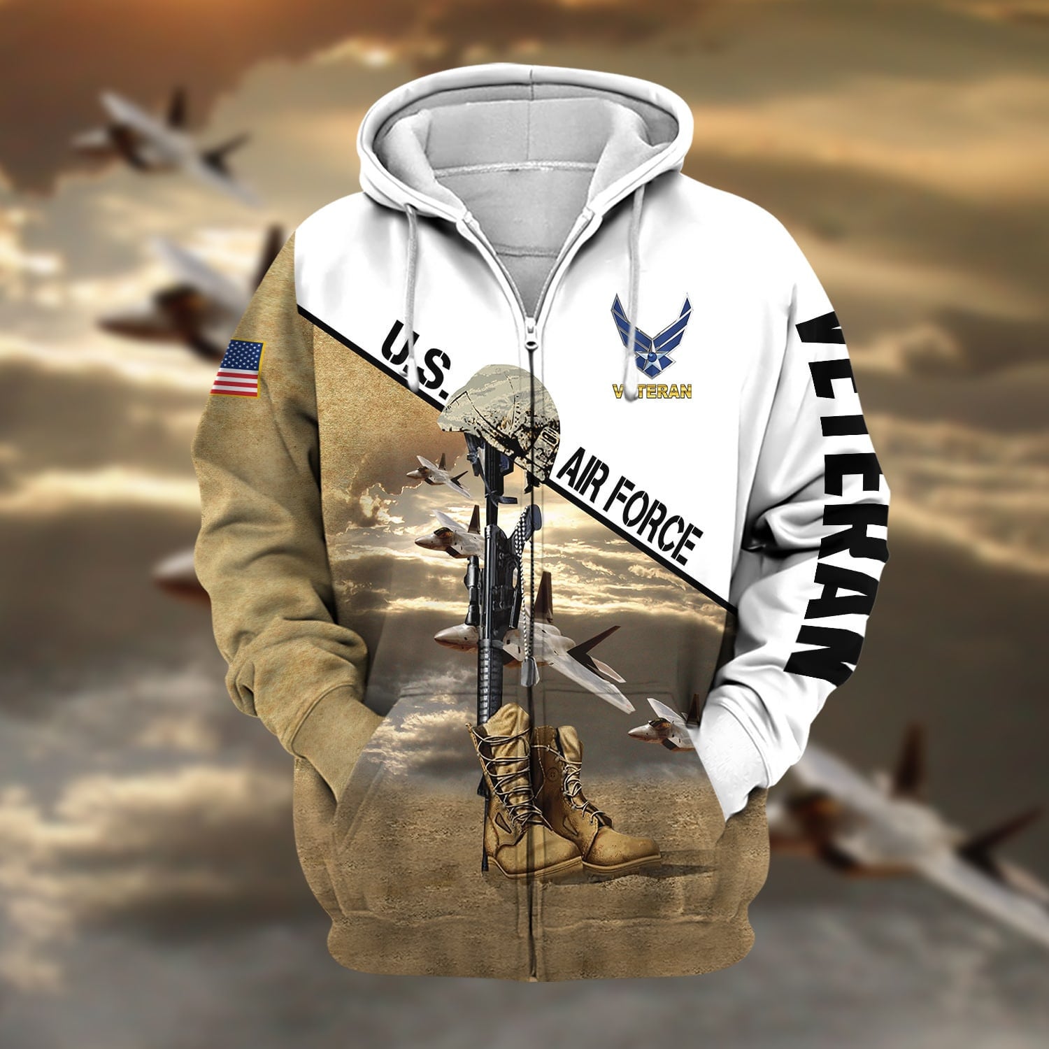 Premium US Veteran Zip Hoodie