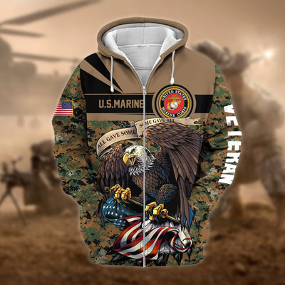 Premium Camo Soldiers Multiservice US Veteran Zip Hoodie