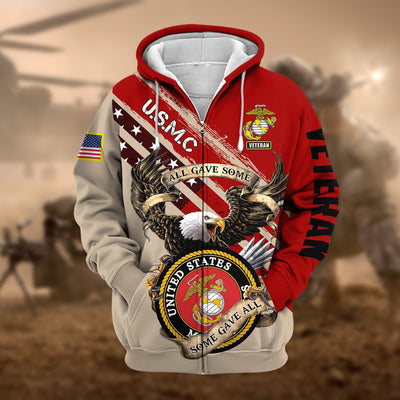 Premium Proudly Served Multiservice US Veteran Zip Hoodie