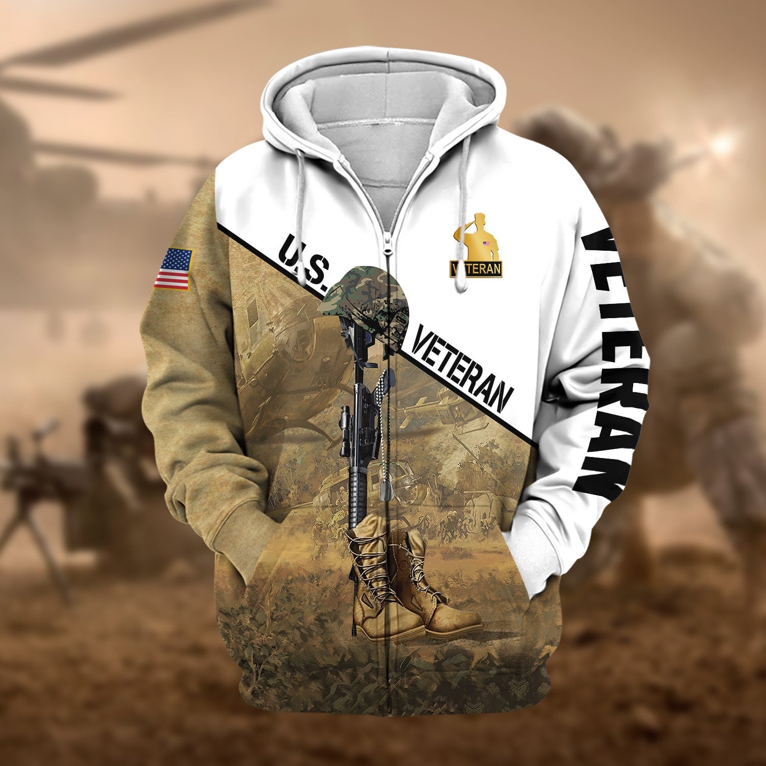Premium US Veteran Zip Hoodie