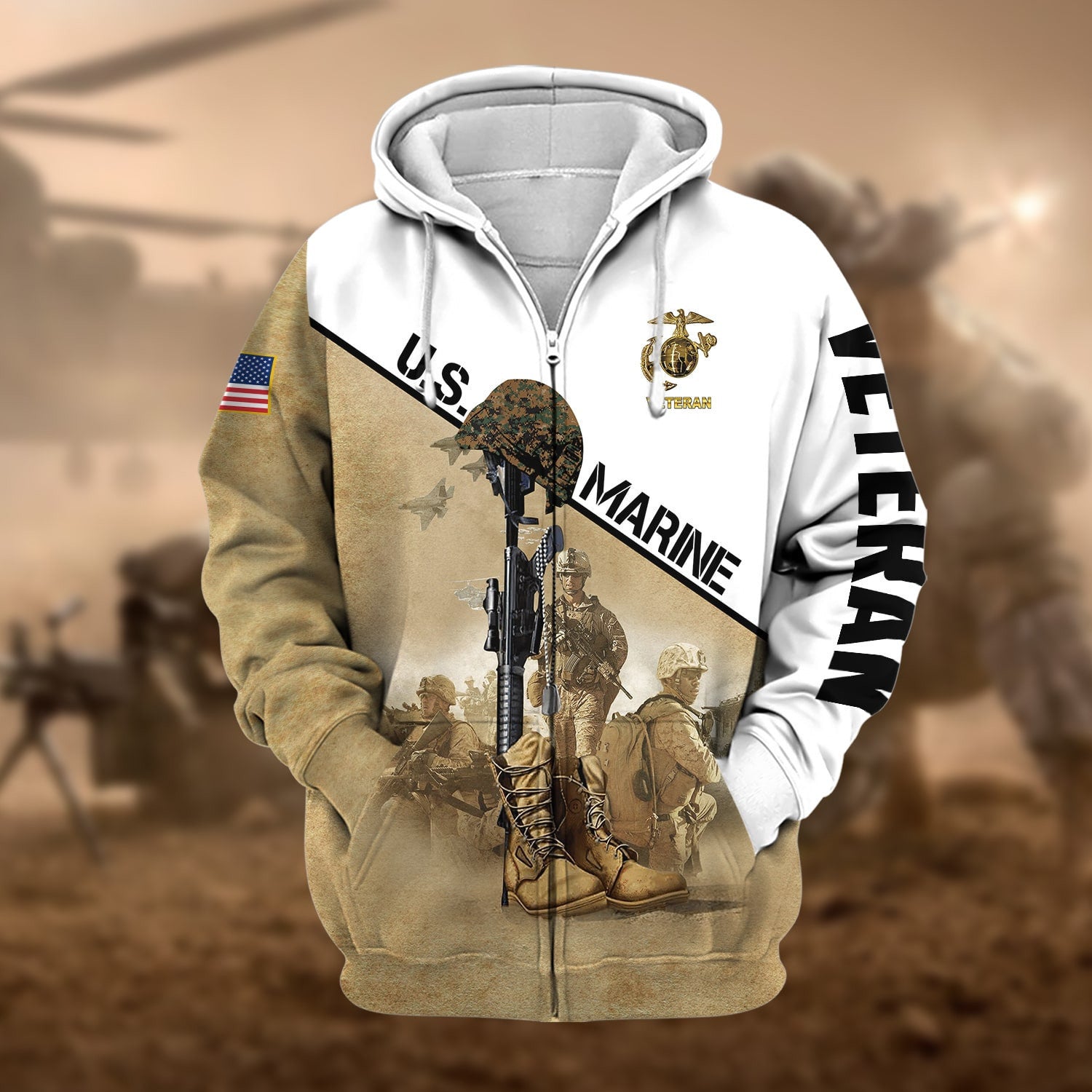 Premium US Veteran Zip Hoodie