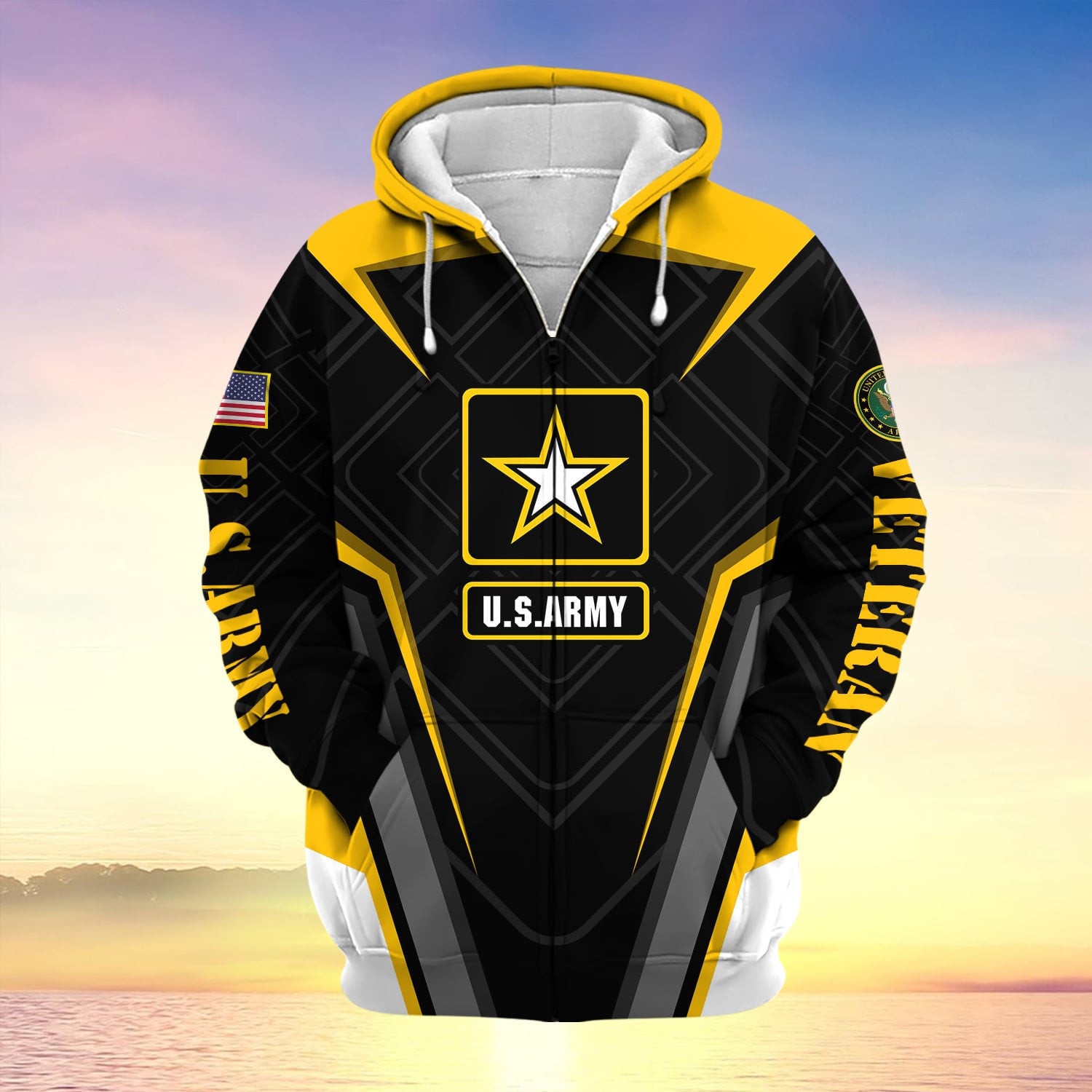 US Veteran Proudly Served Multiservice Zip Hoodie