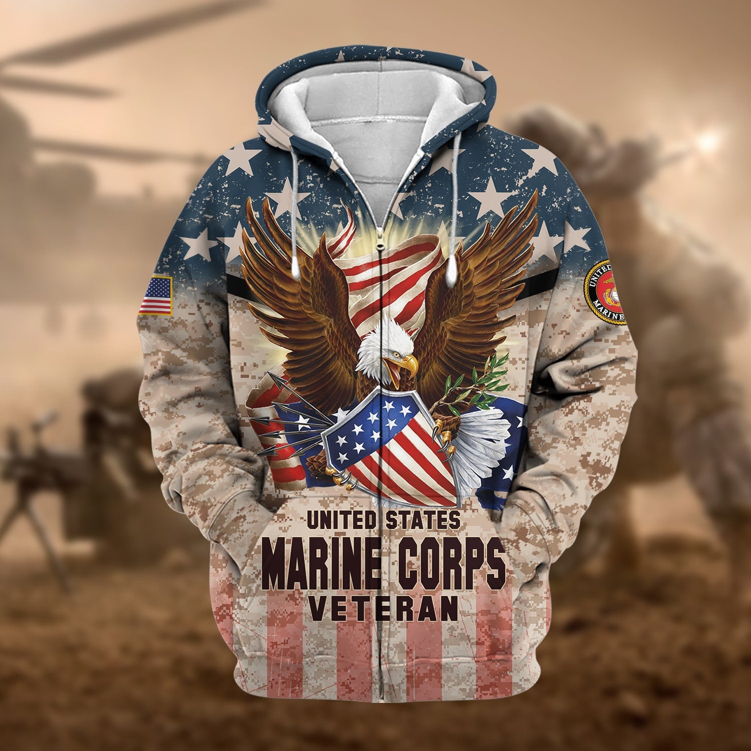 Premium Eagle US Veteran Zip Hoodie