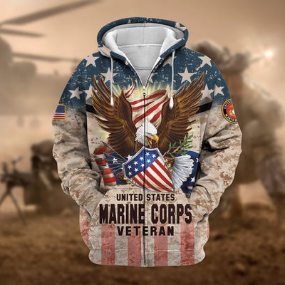 Premium Eagle US Veteran Zip Hoodie