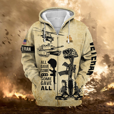 Premium All Gave Some US Veteran Zip Hoodie