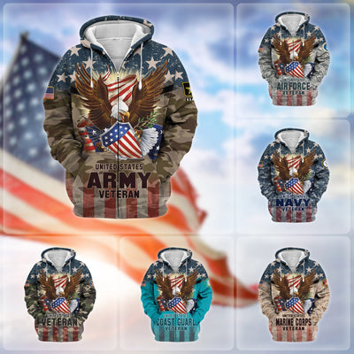 Premium Eagle US Veteran Zip Hoodie