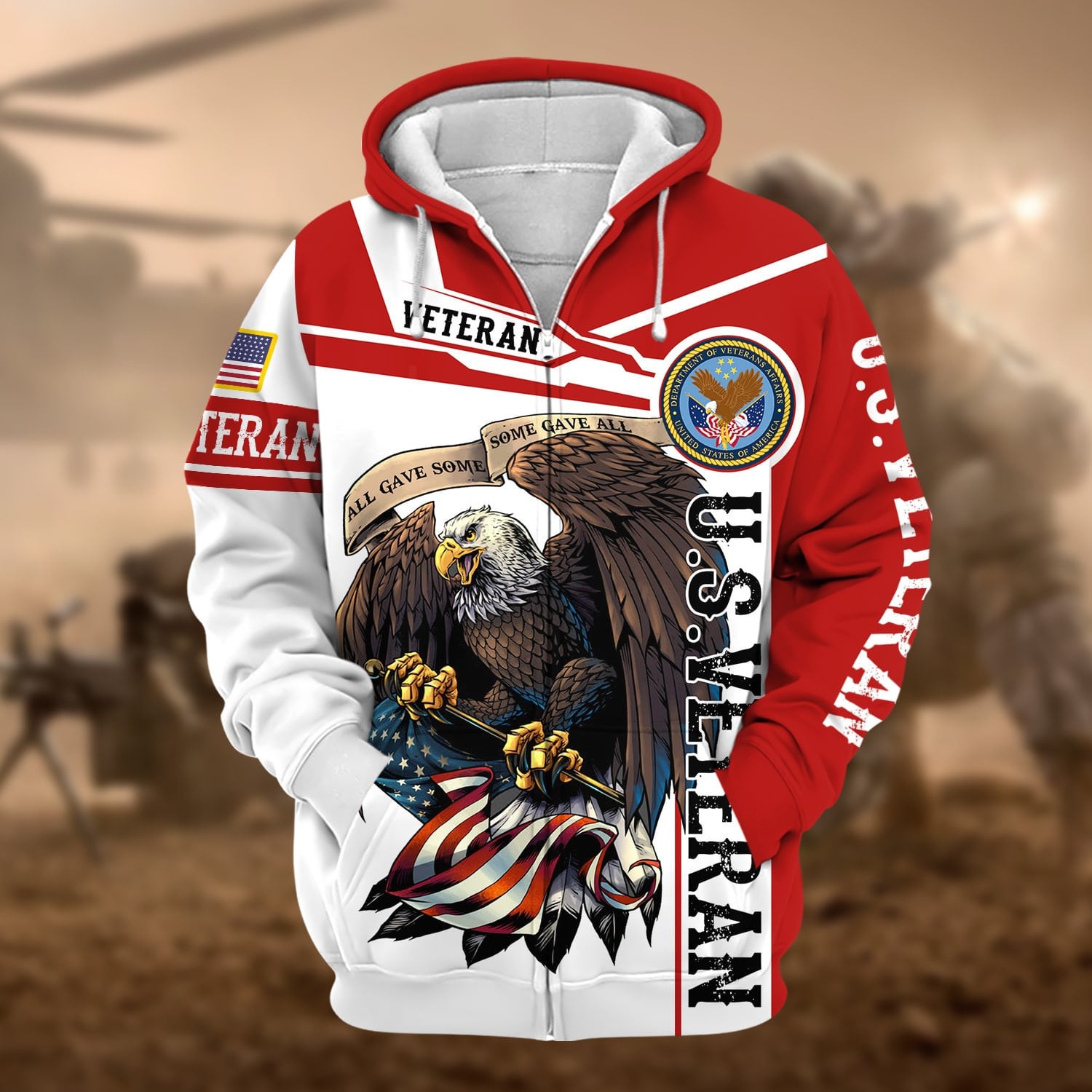 Premium Honoring All Who Served US Veteran Zip Hoodie