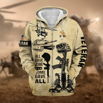 Premium All Gave Some US Veteran Zip Hoodie
