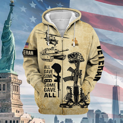 Premium All Gave Some US Veteran Zip Hoodie