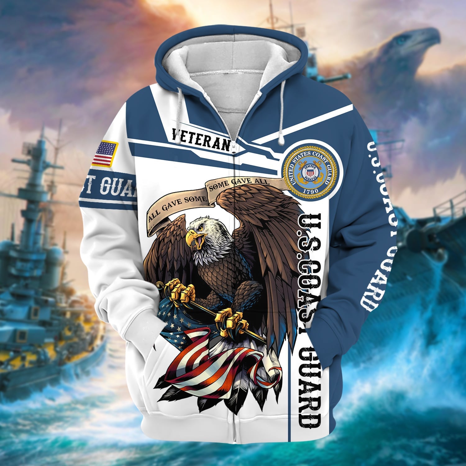 Premium Honoring All Who Served US Veteran Zip Hoodie