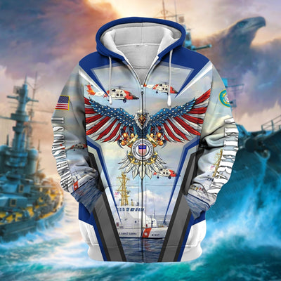 Unique Proudly Served US Veteran Zip Hoodie