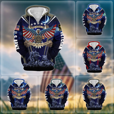 Premium Land Of The Free US Veteran Zip Hoodie