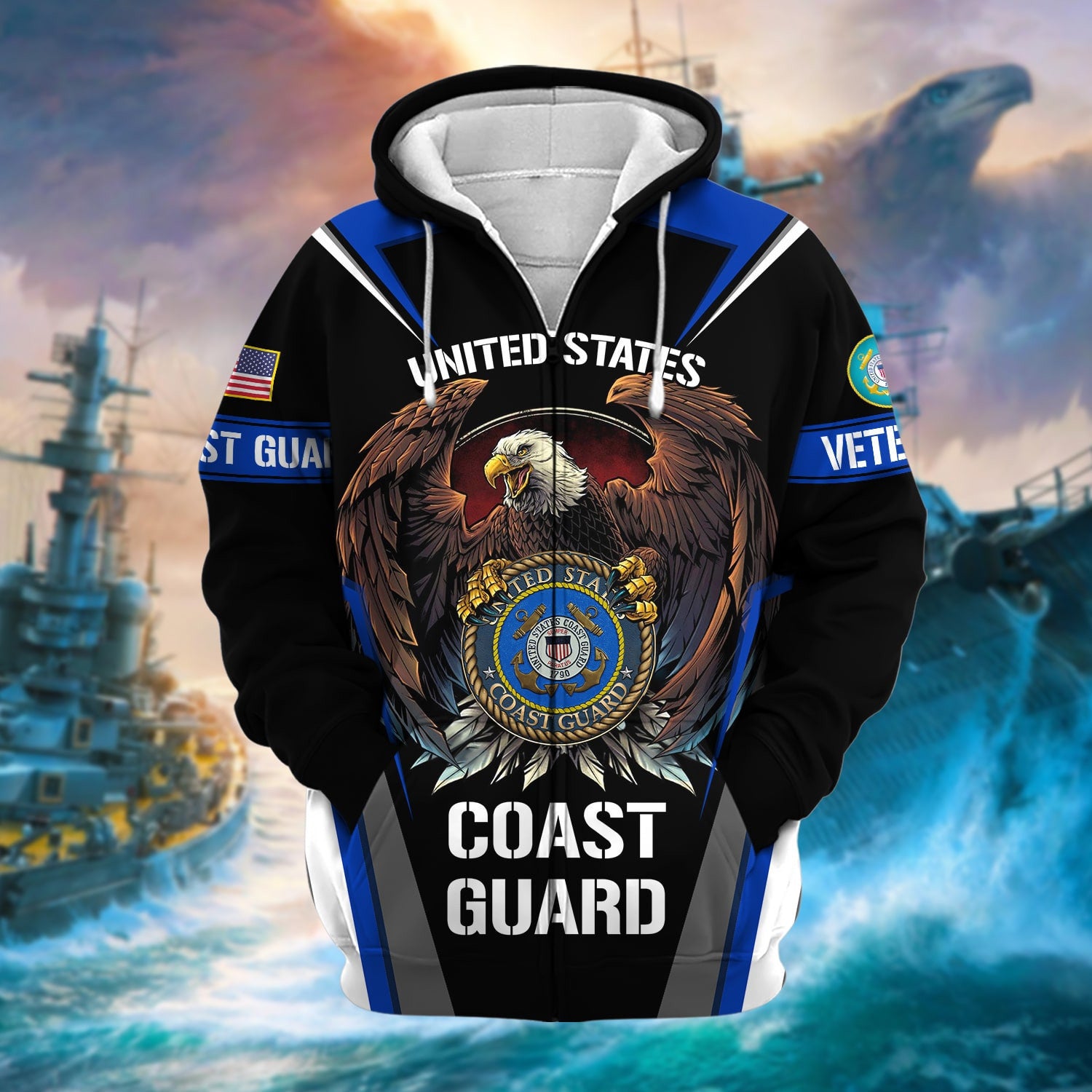 Premium Honoring All Who Served US Veteran Zip Hoodie