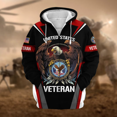Premium Honoring All Who Served US Veteran Zip Hoodie