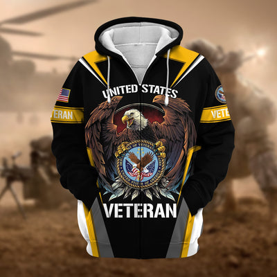 Premium Honoring All Who Served US Veteran Zip Hoodie