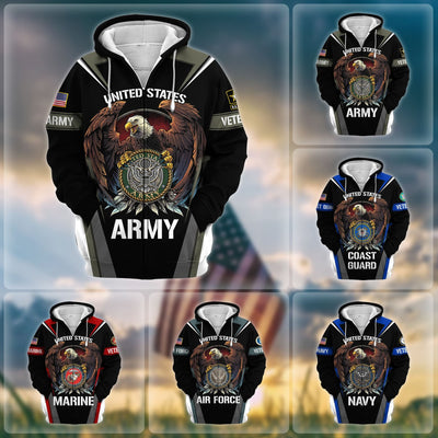 Premium Honoring All Who Served US Veteran Zip Hoodie
