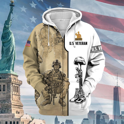 Premium Proudly Served US Veteran Zip Hoodie