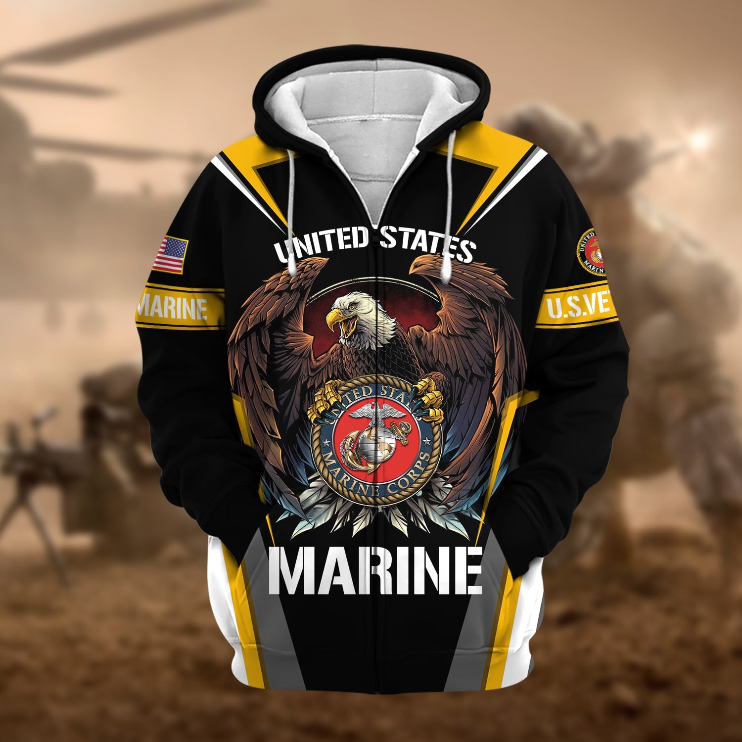 Premium Honoring All Who Served US Veteran Zip Hoodie