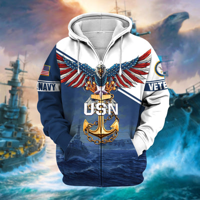 Premium Multiple Services US Veteran Zip Hoodie