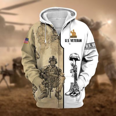 Premium Proudly Served US Veteran Zip Hoodie