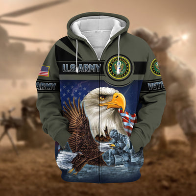 Unique US Veteran Eagle Zip Hoodie