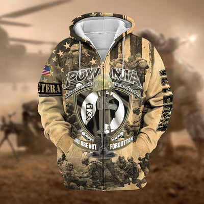 Premium Pow Mia US Veteran Zip Hoodie