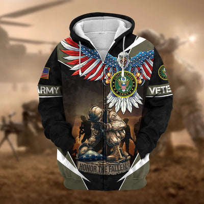 Premium Honor The Fallen US Veteran Zip Hoodie