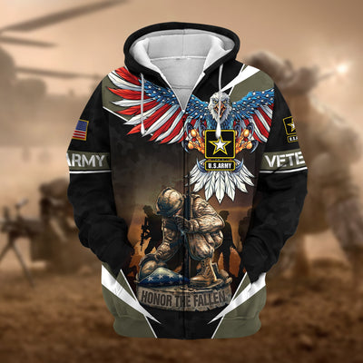 Premium Honor The Fallen US Veteran Zip Hoodie