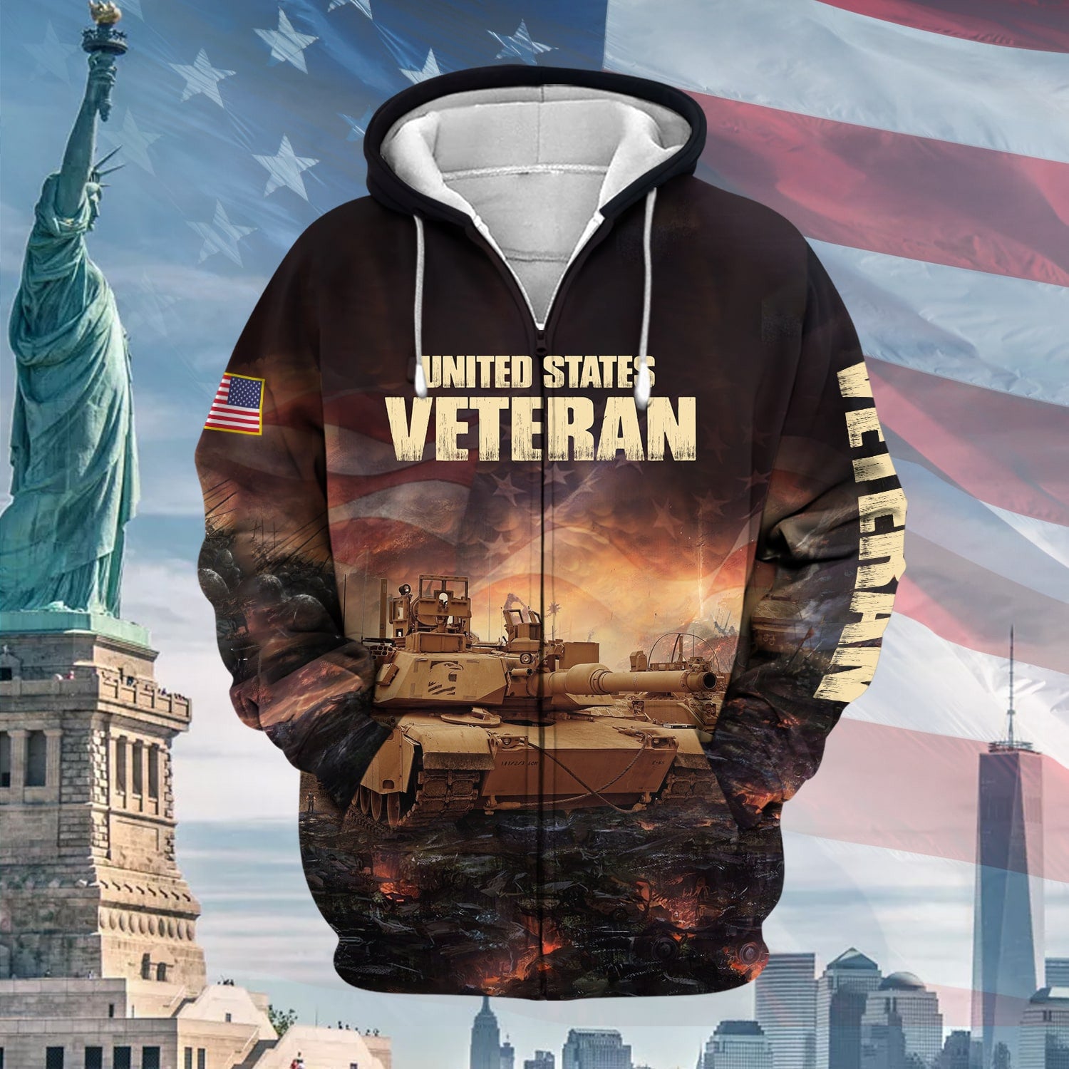 Unique US Veteran Zip Hoodie