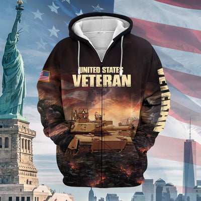 Unique US Veteran Zip Hoodie