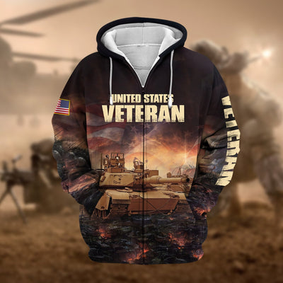 Unique US Veteran Zip Hoodie
