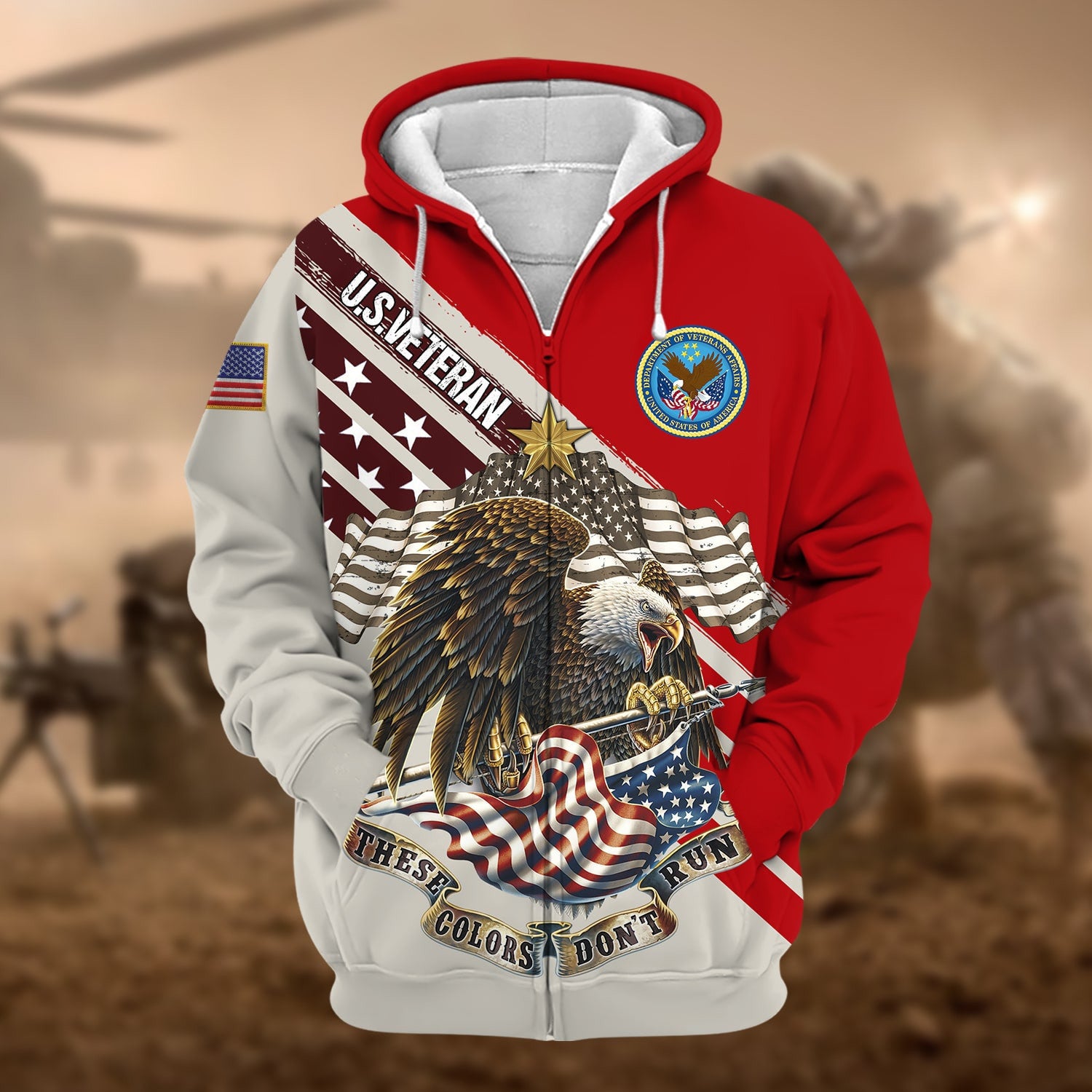Premium These Colors Don't Run US Veteran Zip Hoodie