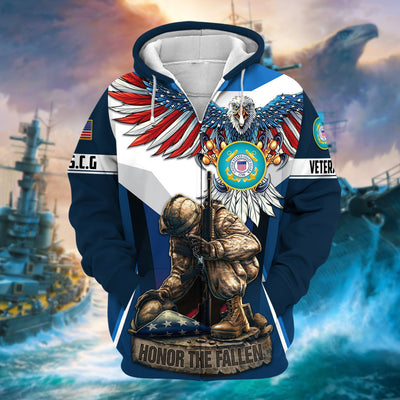 Premium Honor The Fallen US Veteran Zip Hoodie